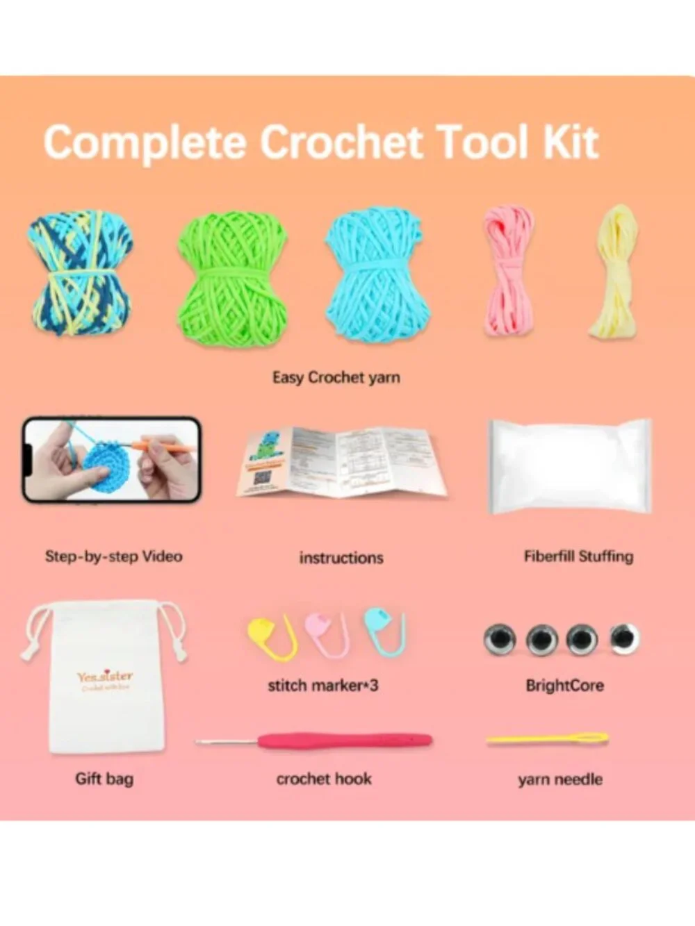 yes.sister! Octopus Pair Amigurumi Crochet Knit Kit DIY 3.5
